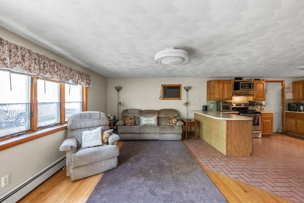 Interior, Kitchen, Living room, Stainless Steel Appliances, Wood Texture Flooring