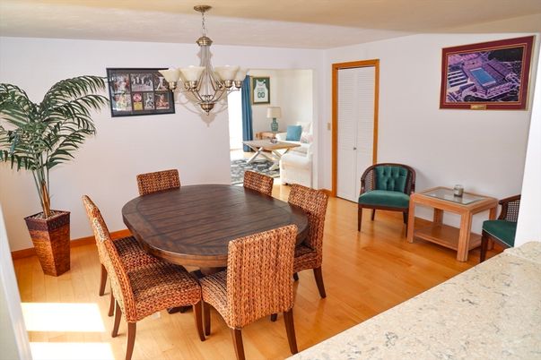Chandelier, Dining room, Interior, Wood Texture Flooring