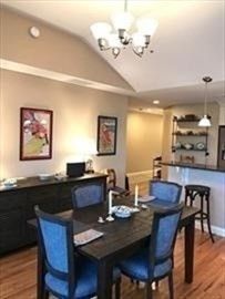 Chandelier, Dining room, Interior, Pendant Lights, Recessed Lighting, Wood Texture Flooring