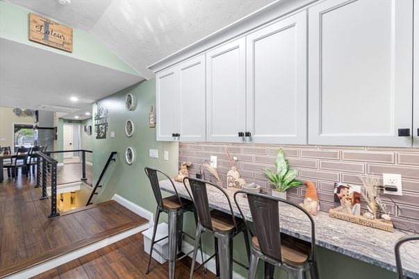 Dining room, Interior, Recessed Lighting, Wood Texture Flooring