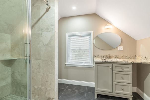 Bathroom, Glass Shower, Interior, Recessed Lighting