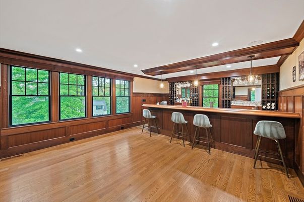 Interior, Pendant Lights, Recessed Lighting, Wooden Beams, Wood Texture Flooring