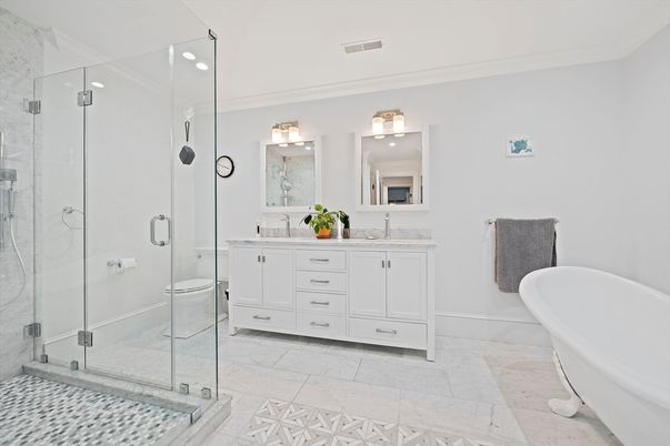 Bathroom, Dual Sink Vanities, Glass Shower, Interior