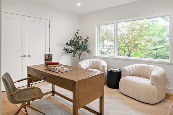Home Office, Interior, Recessed Lighting, Wood Texture Flooring