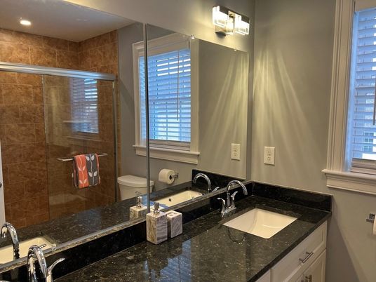 Bathroom, Glass Shower, Interior, Recessed Lighting