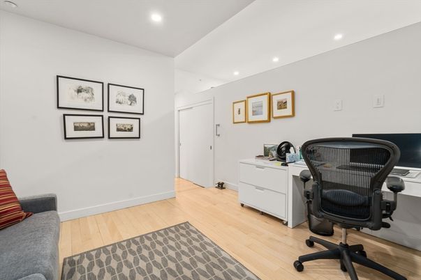 Home Office, Interior, Recessed Lighting, Wood Texture Flooring