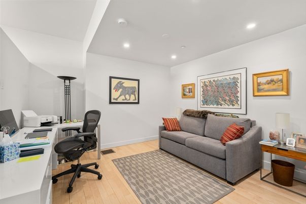 Home Office, Interior, Recessed Lighting, Wood Texture Flooring