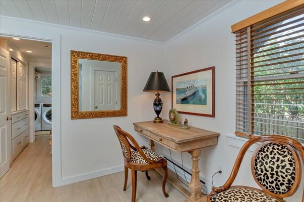 Home Office, Interior, Recessed Lighting, Utility Closets, Washer, Wood Texture Flooring