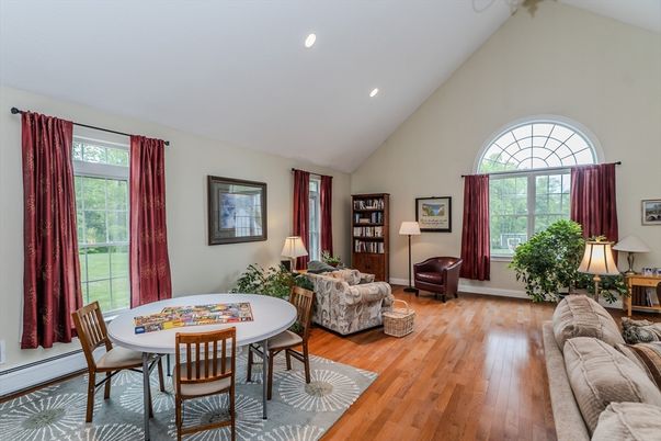 Chandelier, Fireplace, Interior, Living room, Recessed Lighting, Wood Texture Flooring