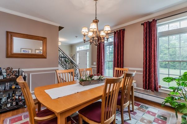 Chandelier, Dining room, Interior, Wood Texture Flooring