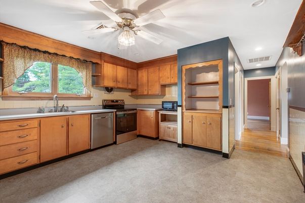 Interior, Kitchen, Recessed Lighting, Wood Texture Flooring