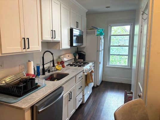 Interior, Kitchen, Stainless Steel Appliances, Wood Texture Flooring