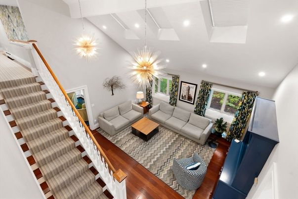 Interior, Living room, Pendant Lights, Recessed Lighting, Wood Texture Flooring