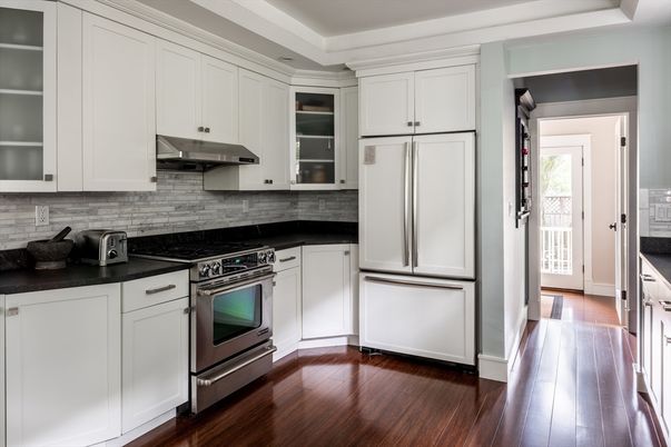 Interior, Kitchen, Stainless Steel Appliances, Wood Texture Flooring