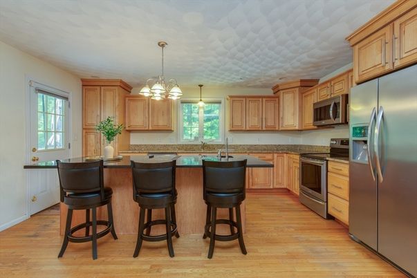 Interior, Kitchen, Pendant Lights, Stainless Steel Appliances, Wood Texture Flooring