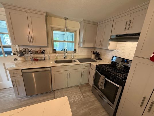 Interior, Kitchen, Stainless Steel Appliances, Wood Texture Flooring