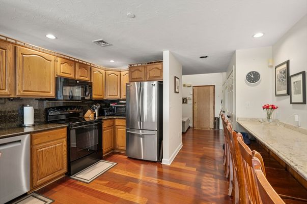 Interior, Kitchen, Recessed Lighting, Wood Texture Flooring
