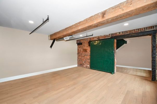 Interior, Recessed Lighting, Stone Walls, Wood Texture Flooring