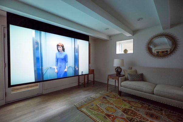 Interior, Projection Screen, Wood Texture Flooring