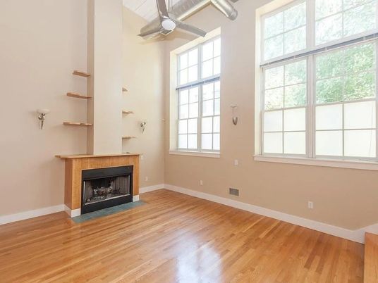 Empty room, Fireplace, Interior, Wood Texture Flooring