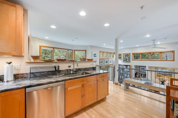 Interior, Kitchen, Recessed Lighting, Wood Texture Flooring