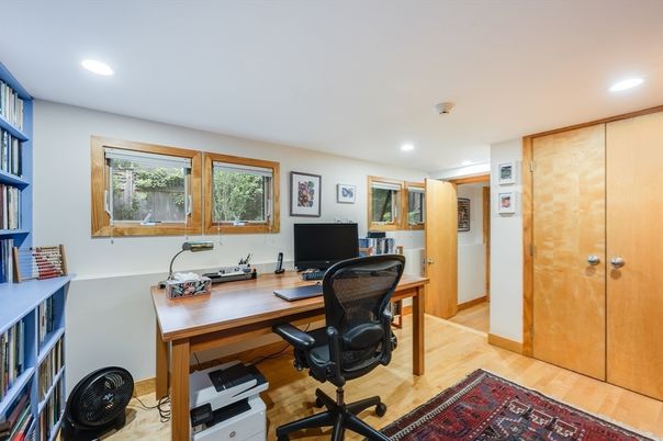 Home Office, Interior, Recessed Lighting, Wood Texture Flooring
