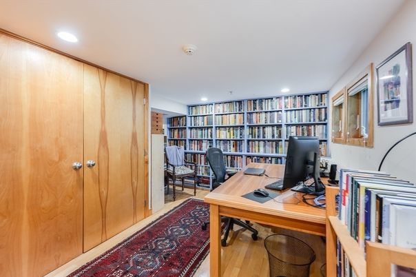 Home Office, Interior, Recessed Lighting, Wood Texture Flooring