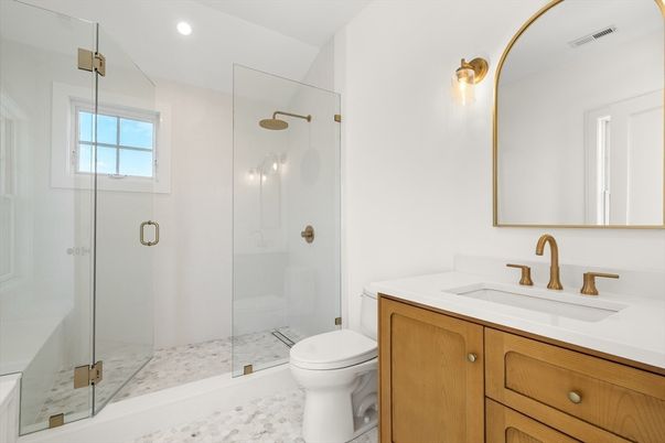 Bathroom, Glass Shower, Interior, Recessed Lighting