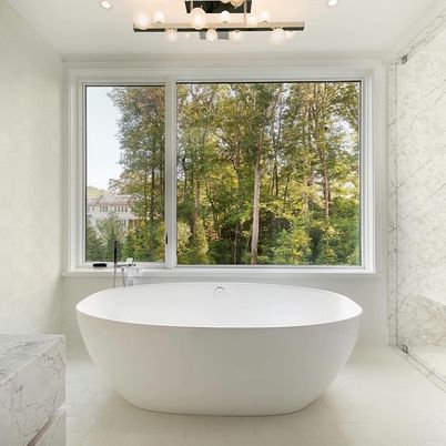 Bathroom, Free Standing Baths, Interior, Marble Walls, Recessed Lighting