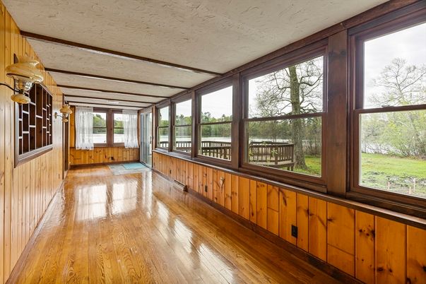 Interior, Sun Room, Wood Texture Flooring, Wooden Walls