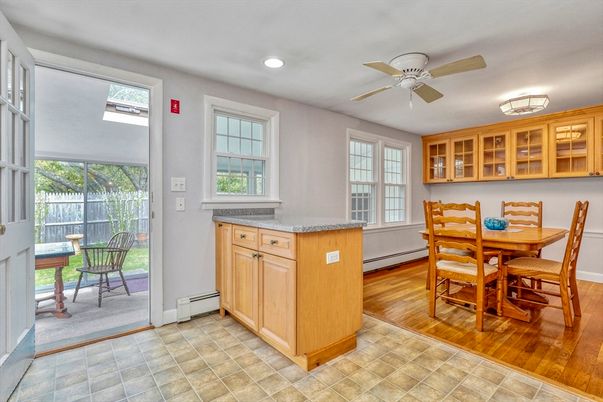 Dining room, Interior, Recessed Lighting, Wood Texture Flooring