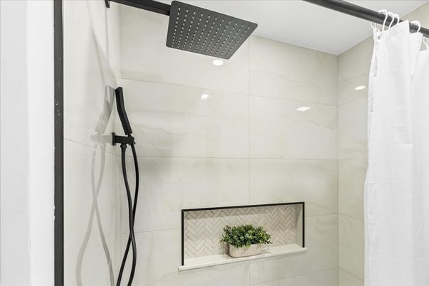 Bathroom, Glass Shower, Interior, Marble Walls