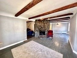 Fireplace, Interior, Stone Walls, Wooden Beams, Wood Texture Flooring