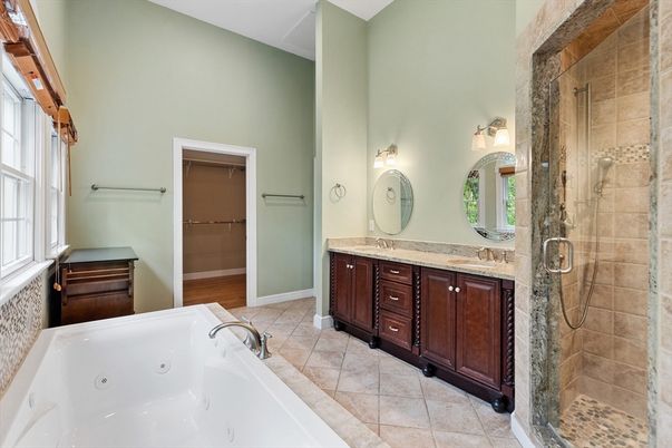Bathroom, Dual Sink Vanities, Glass Shower, Interior