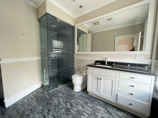 Bathroom, Glass Shower, Interior, Recessed Lighting