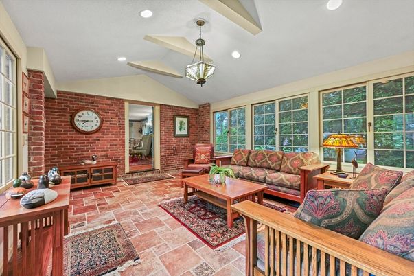 Interior, Living room, Recessed Lighting, Stone Walls