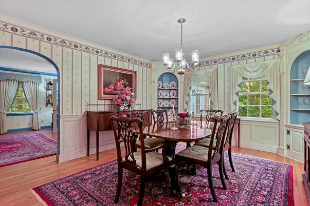 Chandelier, Dining room, Interior, Wood Texture Flooring