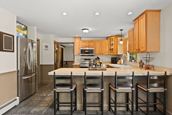 Interior, Kitchen, Pendant Lights, Recessed Lighting, Stainless Steel Appliances