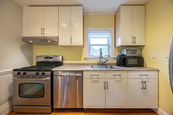 Interior, Kitchen, Stainless Steel Appliances, Wood Texture Flooring