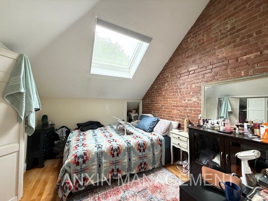 Bedroom, Interior, Stone Walls, Wood Texture Flooring