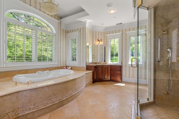 Bathroom, Glass Shower, Interior, Recessed Lighting