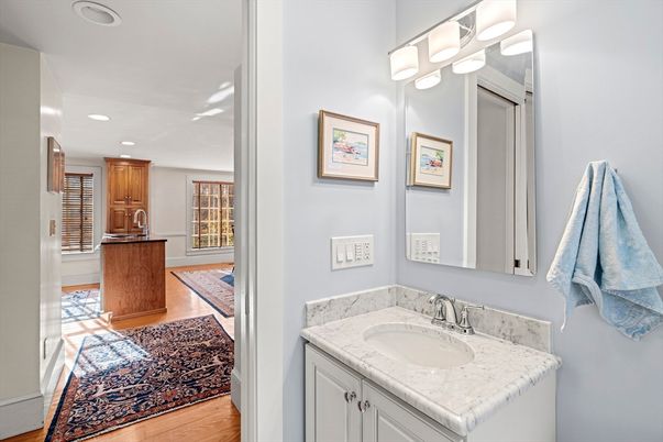 Bathroom, Interior, Recessed Lighting, Wood Texture Flooring