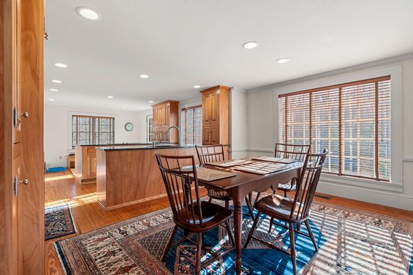 Dining room, Interior, Kitchen, Recessed Lighting, Wood Texture Flooring