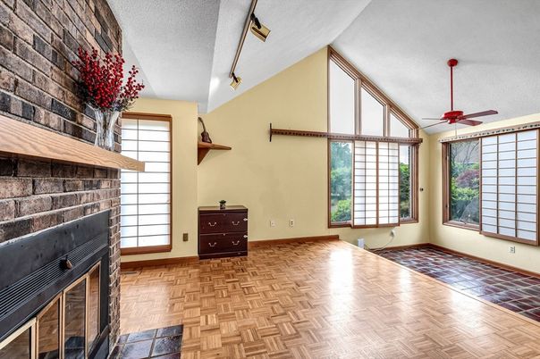 Fireplace, Interior, Wood Texture Flooring