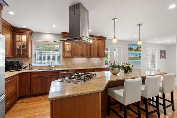 Interior, Kitchen, Pendant Lights, Recessed Lighting, Wood Texture Flooring