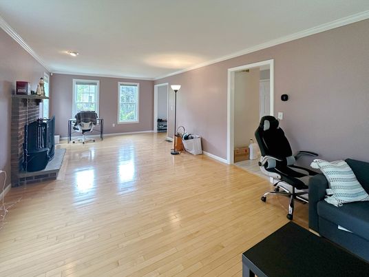 Fireplace, Home Office, Interior, Wood Texture Flooring