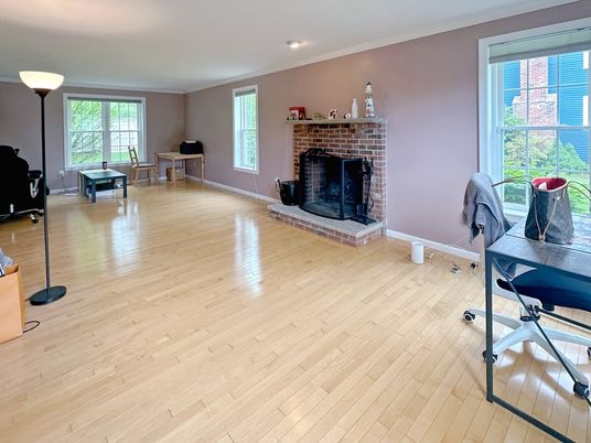 Fireplace, Interior, Recessed Lighting, Wood Texture Flooring