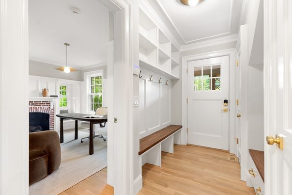 Home Office, Interior, Pendant Lights, Wood Texture Flooring