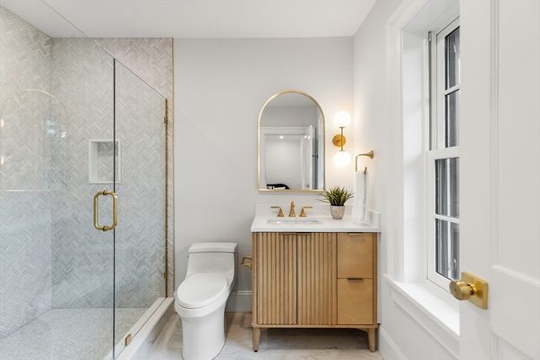 Bathroom, Glass Shower, Interior, Marble