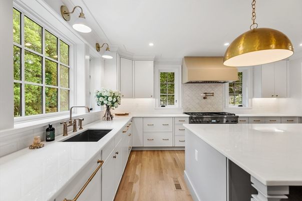 Interior, Kitchen, Pendant Lights, Recessed Lighting, Wood Texture Flooring
